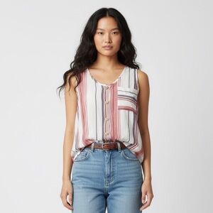 Pink Republic Pink and Cream Crop Tank Top